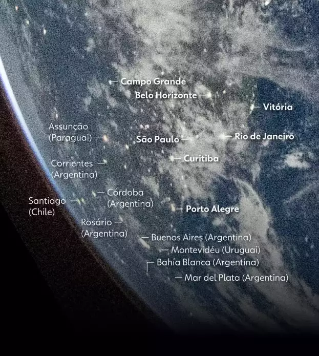 Campo Grande surge entre nuvens em imagem da Terra registrada pela NASA